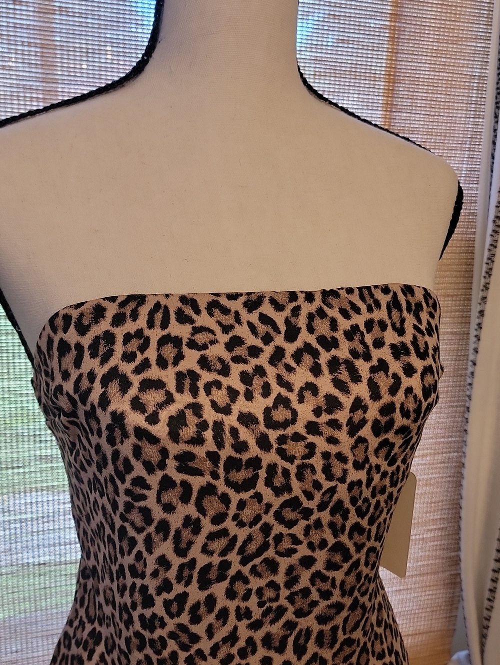 NWT Gaze Leopard Print Strapless Bodysuit in Tan and Black